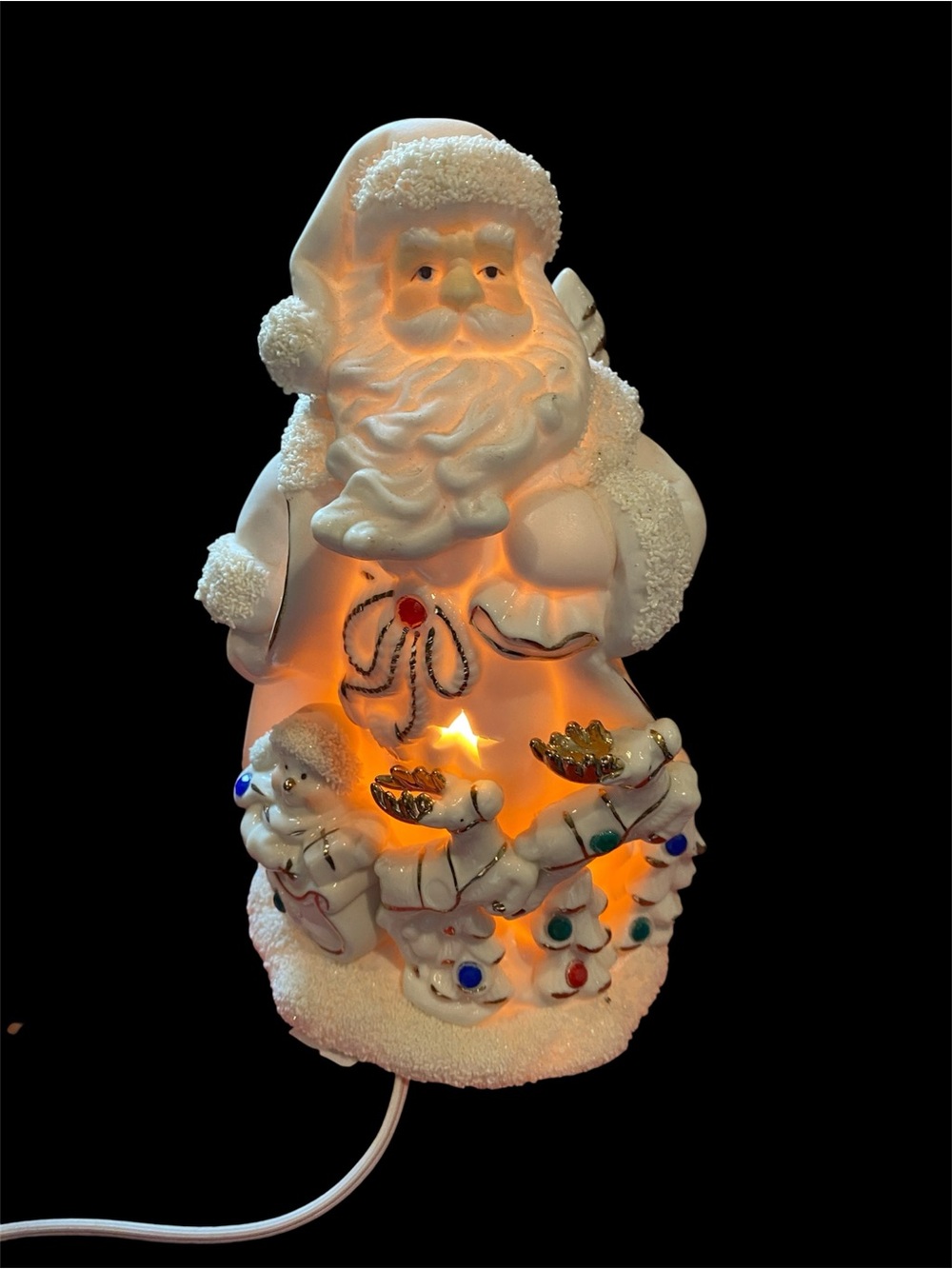Vintage Cream Bisque Porcelain Light-up Santa Figure